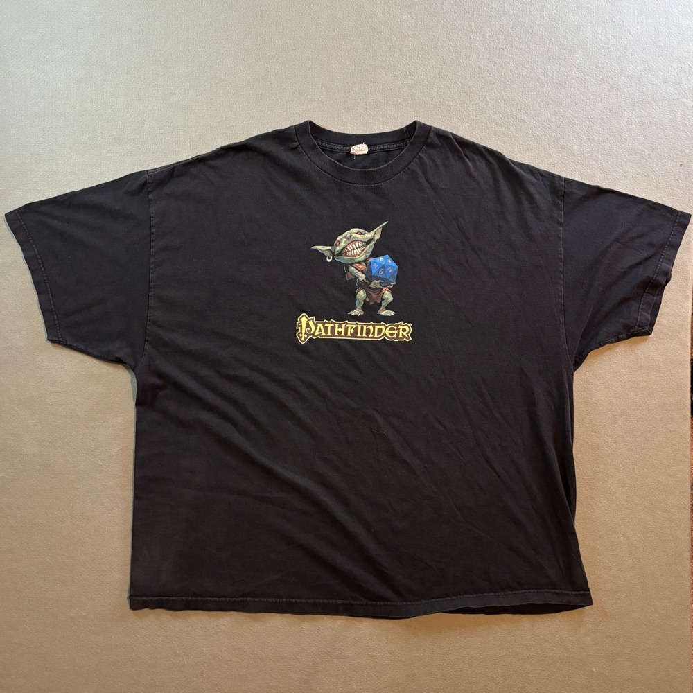 Vtg Pathfinder Goblin D20 T-Shirt Mens 4XL Black Alstyle Gaming Rpg Tee Y2K